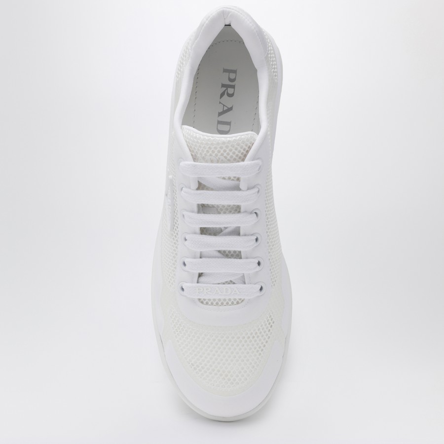 スニーカー PRADA WHITE FABRIC AND MESH LOW-TOP SNEAKER Prada White fabric and mesh low-top sneaker | TheDoubleF