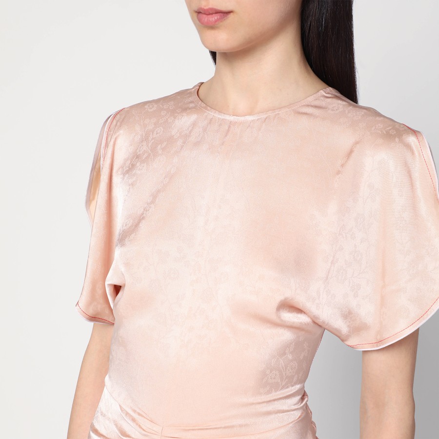 Victoria Beckham Light pink damask dress with gathering