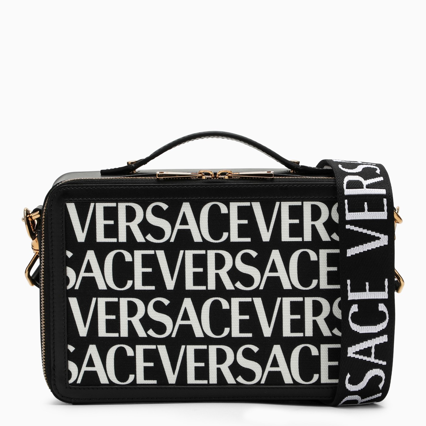 Versace Logo detail black messenger bag TheDoubleF