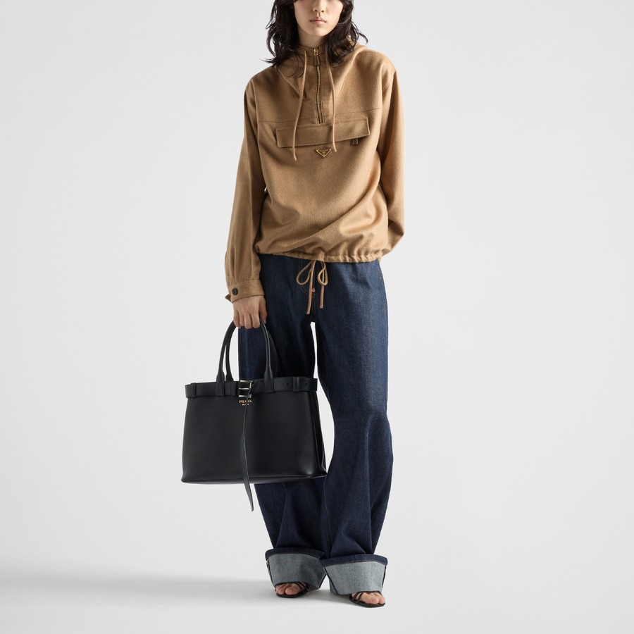PRADA プラダ キャメルヘア アノラック アウター P551OQ Prada Lightweight jacket with hood in camel | TheDoubleF