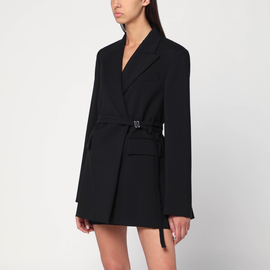 ジャケット Sportmax Long double-breasted black jacket with belt Long double-breasted black jacket with belt – Lord & Taylor