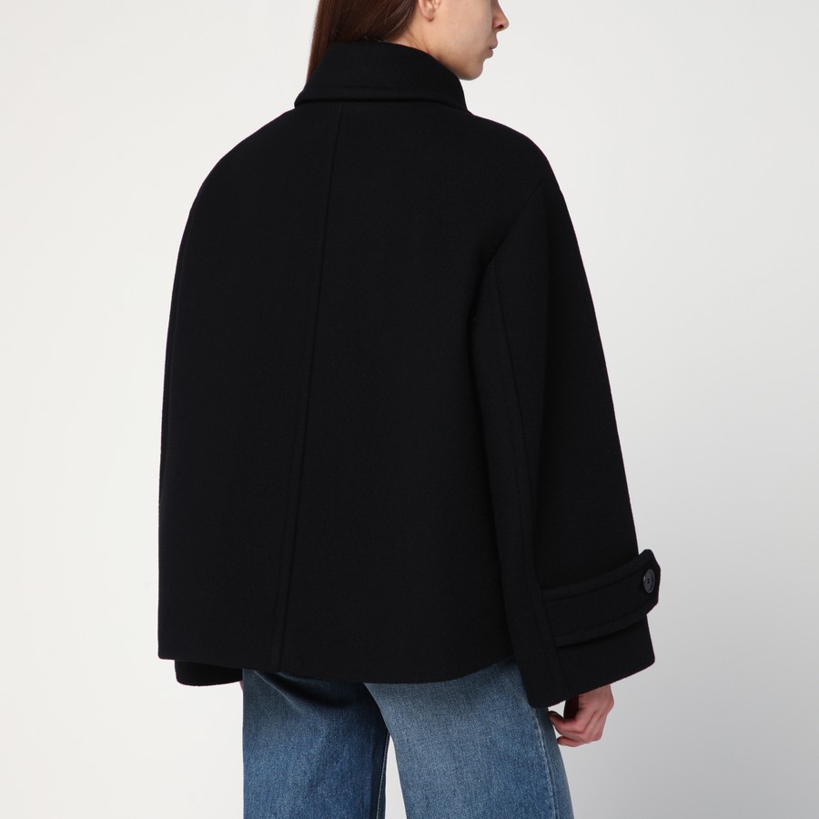 Chloé Double-breasted black coat in wool blend | TheDoubleF