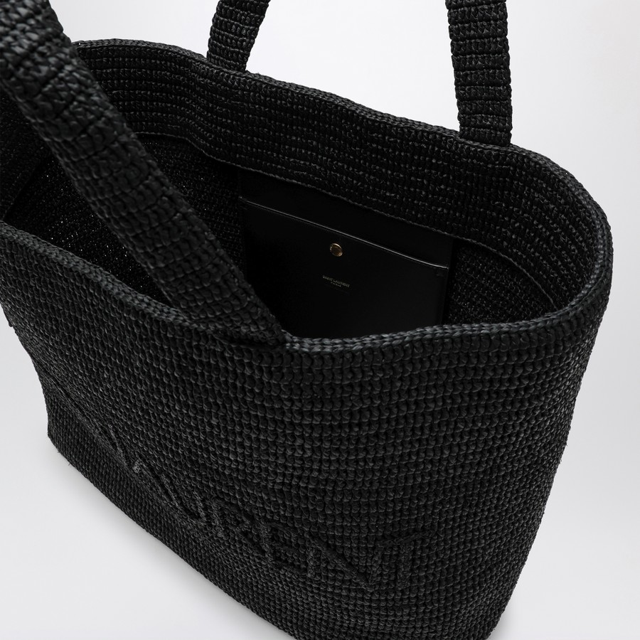 Saint Laurent Black Raffia Tote Bag with logo | TheDoubleF