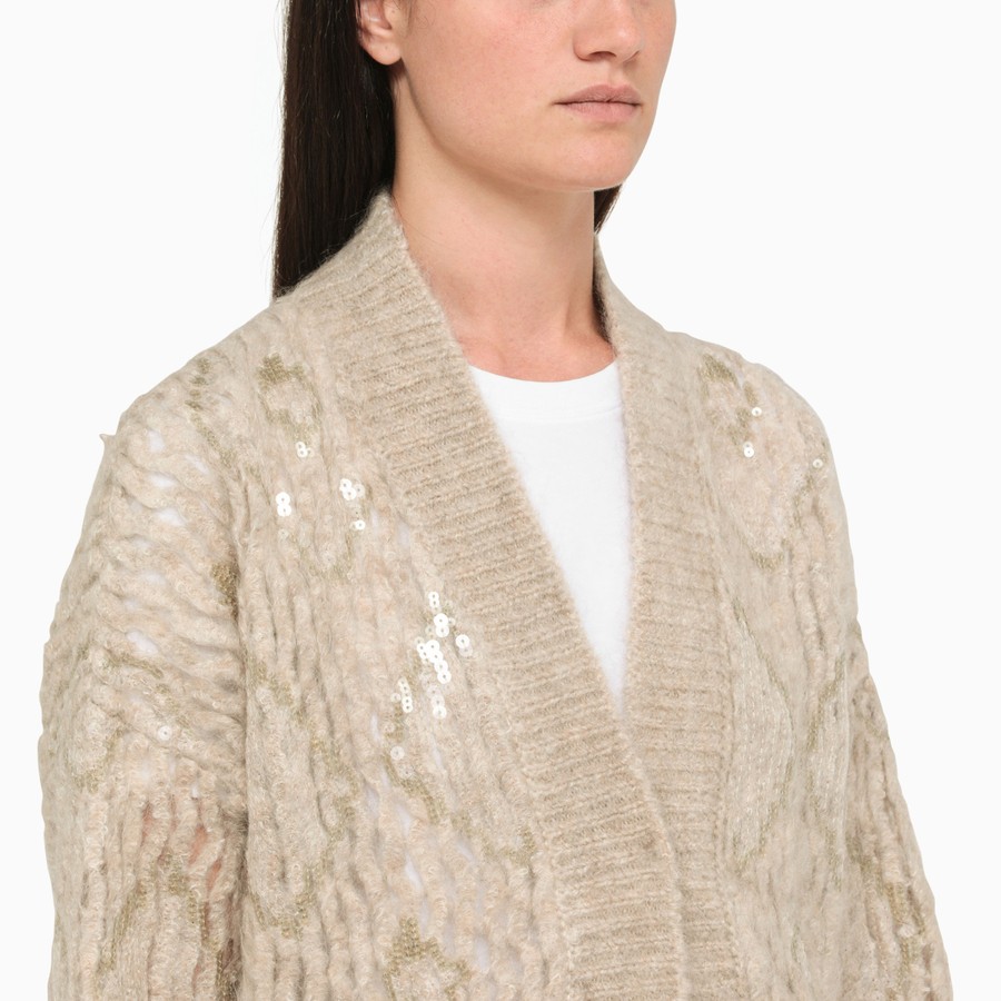 Beige mohair cardigan with sequins Beige mohair cardigan with sequins