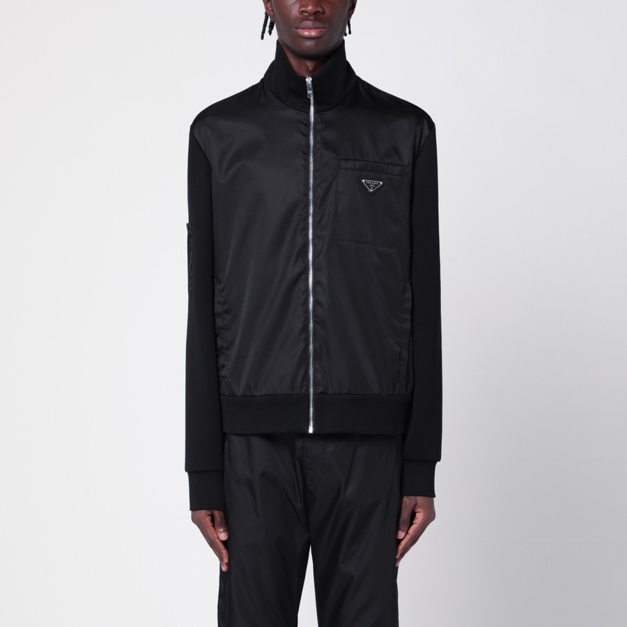 Prada Black sweatshirt with Re-Nylon insert | TheDoubleF
