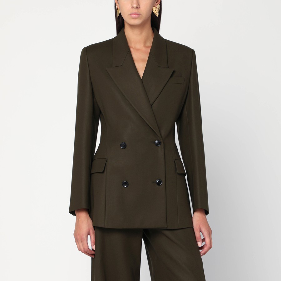 Alaïa オリーブグリーン ジャケット Alaïa Double-breasted olive green wool jacket | TheDoubleF