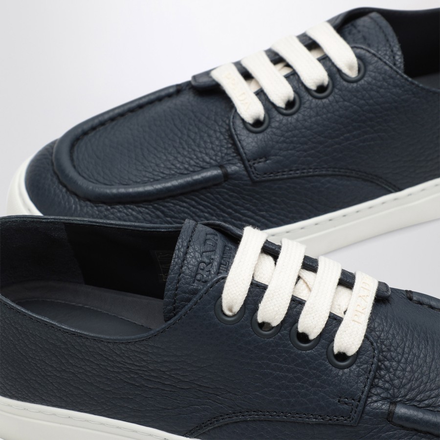 スニーカー PRADA BLUE BALTIC HAMMERED LEATHER SNEAKER Prada Blue Baltic hammered leather sneaker | TheDoubleF