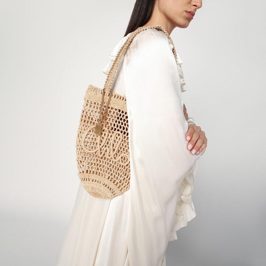 トートバッグ CHLOE SMALL SUMMER BANANA TOTE BAG IN SAND COLOUR Chloé Small Summer Banana Tote bag in sand colour | TheDoubleF