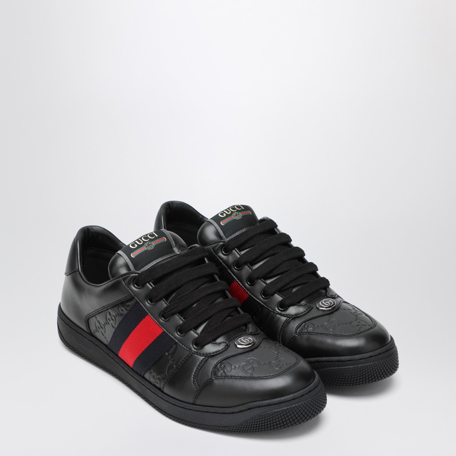 GUCCI Black Screener sneakers with Web stripe | TheDoubleF