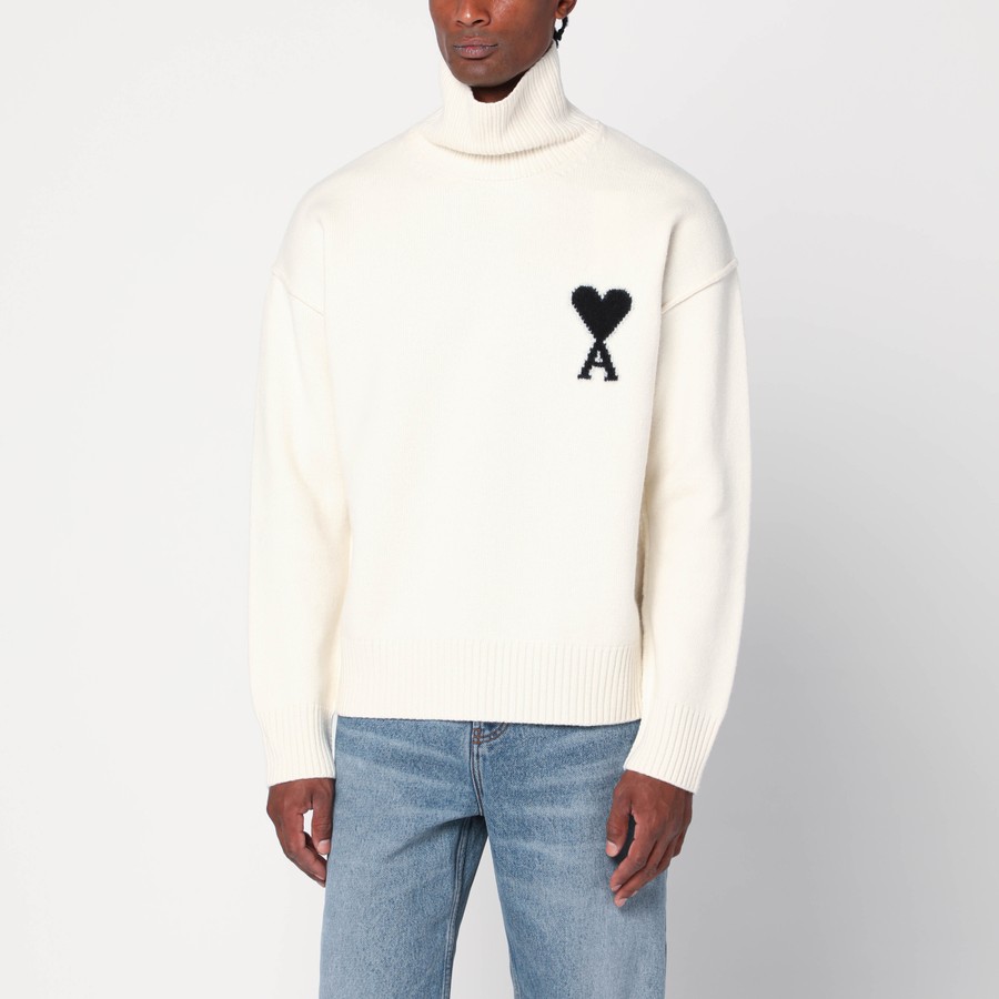 Ami Paris Turtleneck sweater Ami De Coeur white | TheDoubleF