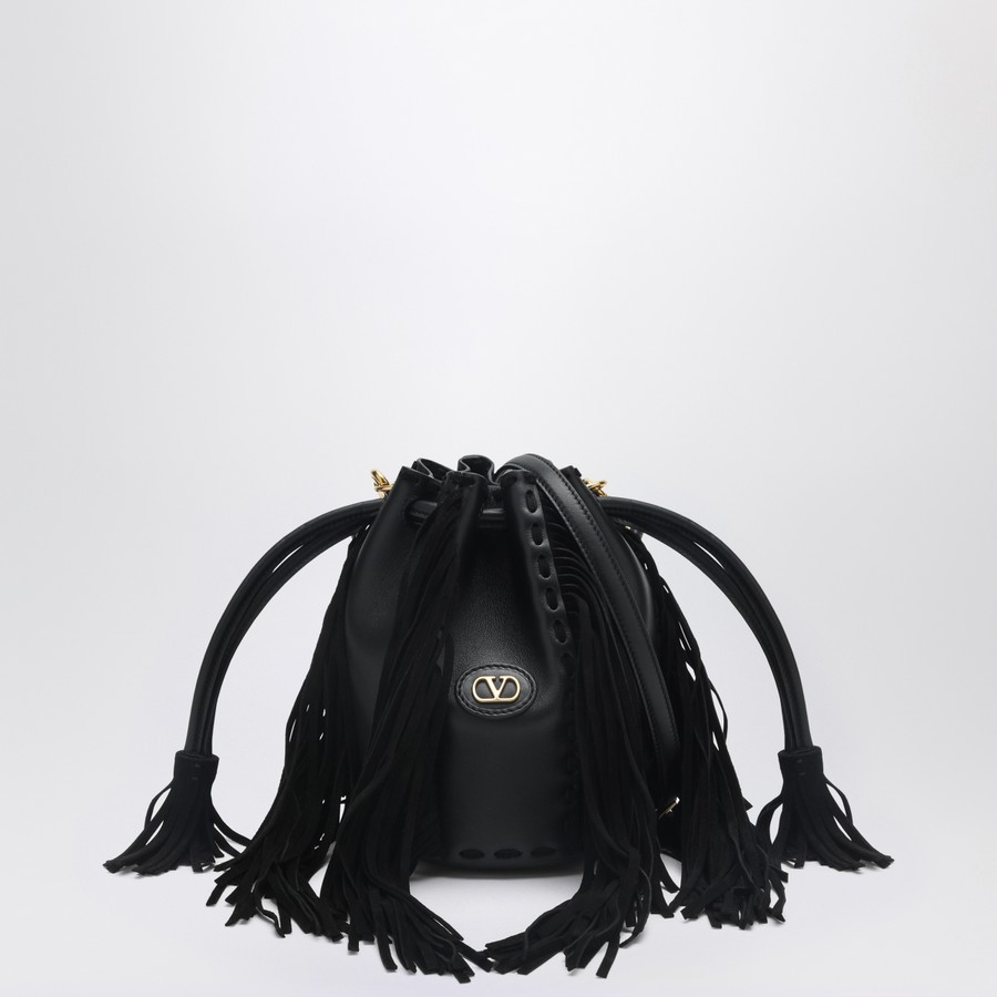 ショルダーバッグ・ポシェット Valentino Garavani Small Nellcote Bucket 6W2B0R28LUJ0NO Valentino Garavani Nellcote Small Fringe Leather Bucket Bag