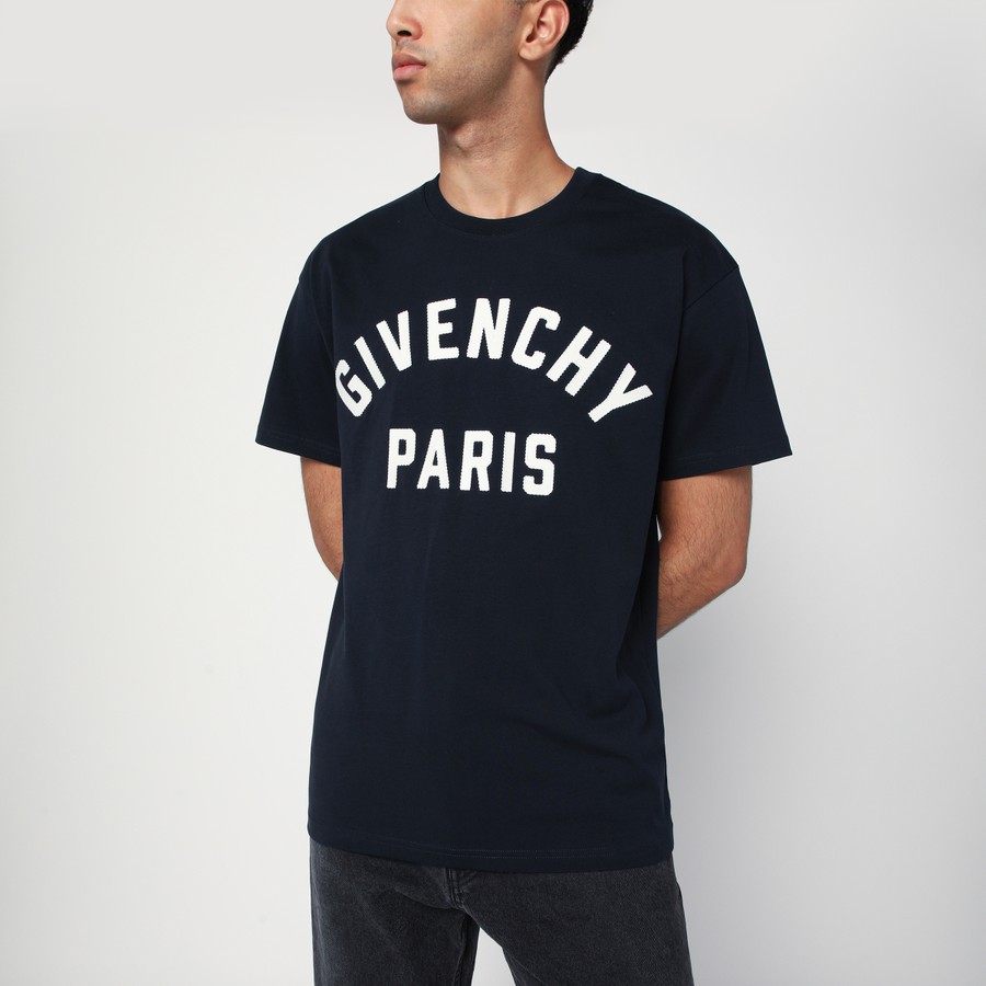Givenchy Navy short-sleeved T-shirt with logo | TheDoubleF