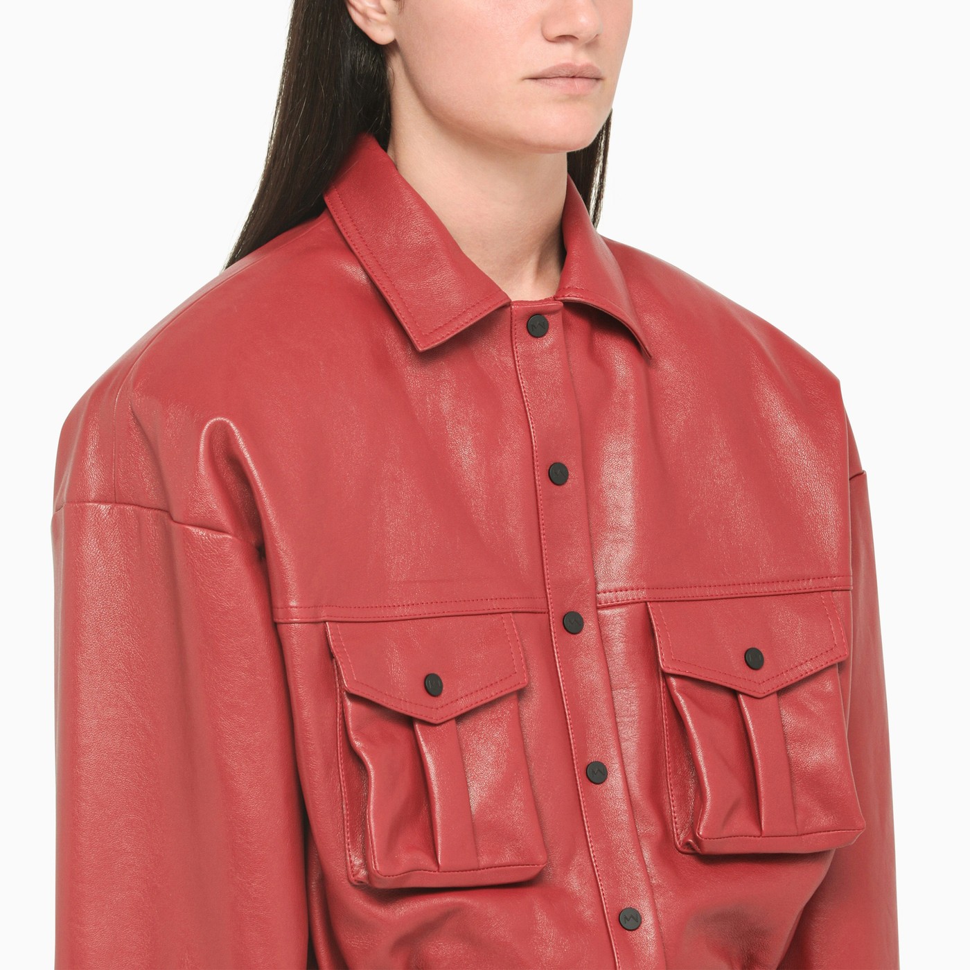 THE MANNEI Short red leather jacket TheDoubleF