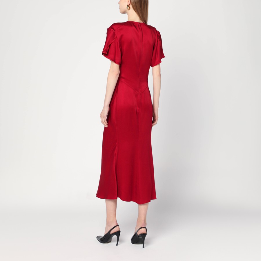 ワンピース VICTORIA BECKHAM FUCHSIA PINK MIDI DRESS WITH GATHERED WAIST Victoria Beckham Fuchsia pink midi dress with gathered waist