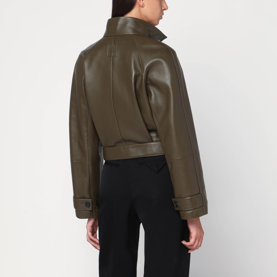 ジャケット Loewe Khaki green leather jacket with belt Loewe Khaki green leather jacket with belt | TheDoubleF