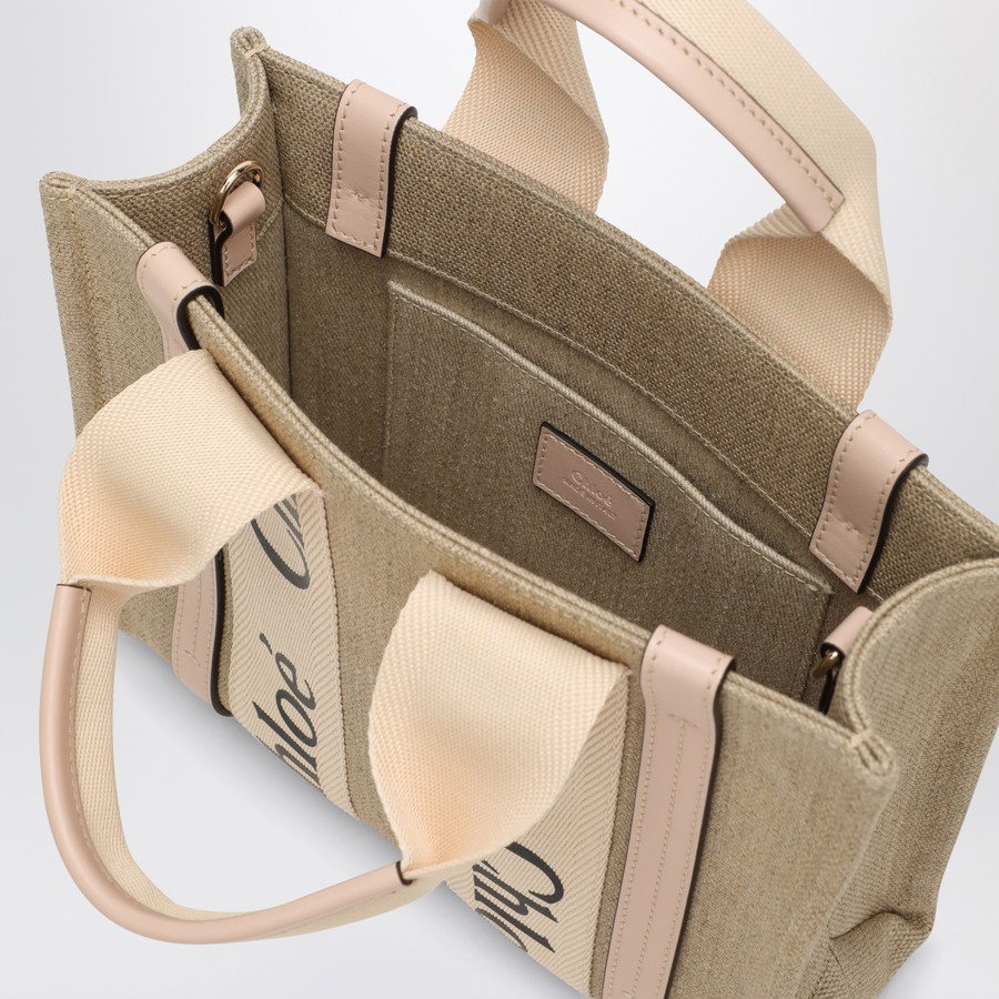【関税＆送料込み】ChloAC Woody Little Bag In Beige Chloé Mini Woody Tote Bag In Linen in Blushy beige | Chloé US