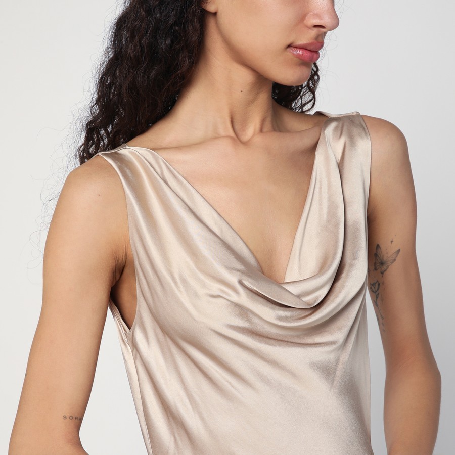ワンピースその他 Malina Leah dress in champagne colour satin Malina Leah Cowl Neck Satin Maxi Dress, Champagne