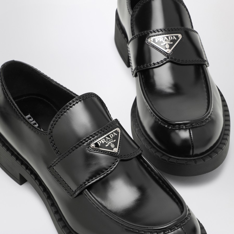 Prada Chocolate moccasin in black patent leather | TheDoubleF