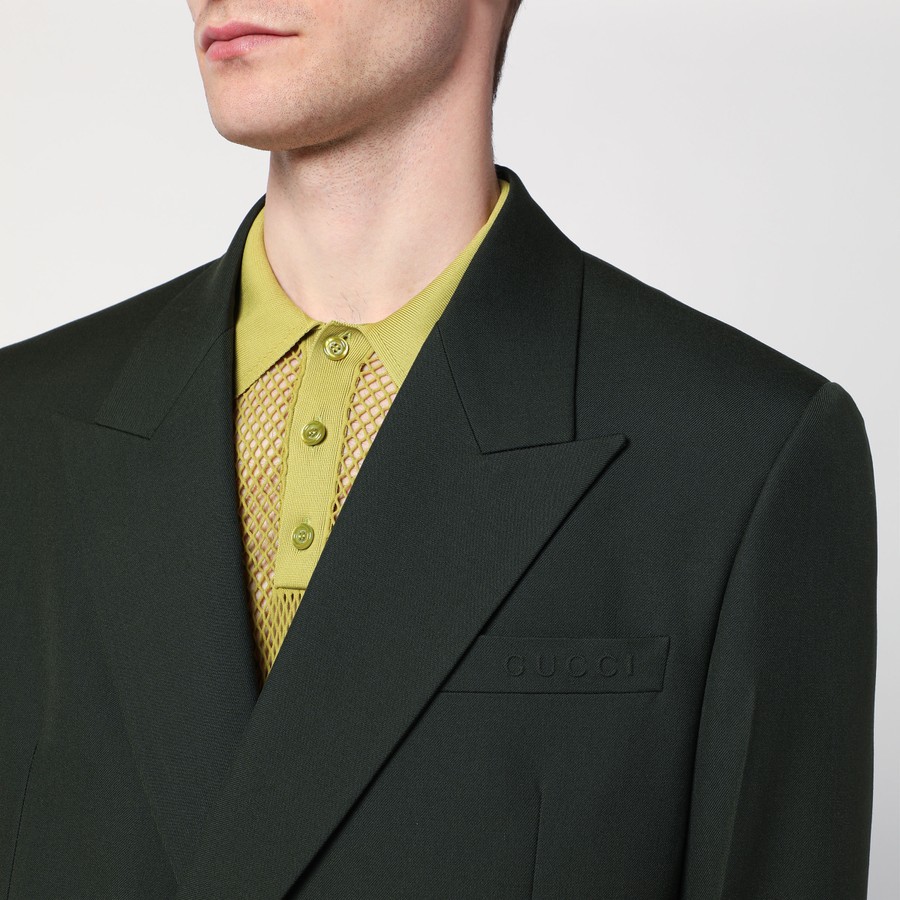 GUCCI Giacca doppiopetto verde militare in lana | TheDoubleF
