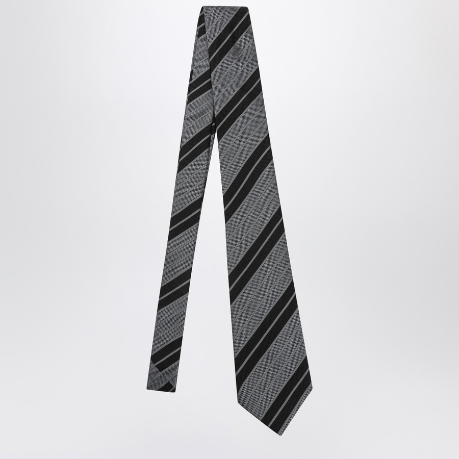 ファッション雑貨・小物その他 Saint Laurent Silk tie with black/gray stripes Saint Laurent Silk tie with black/gray stripes | TheDoubleF
