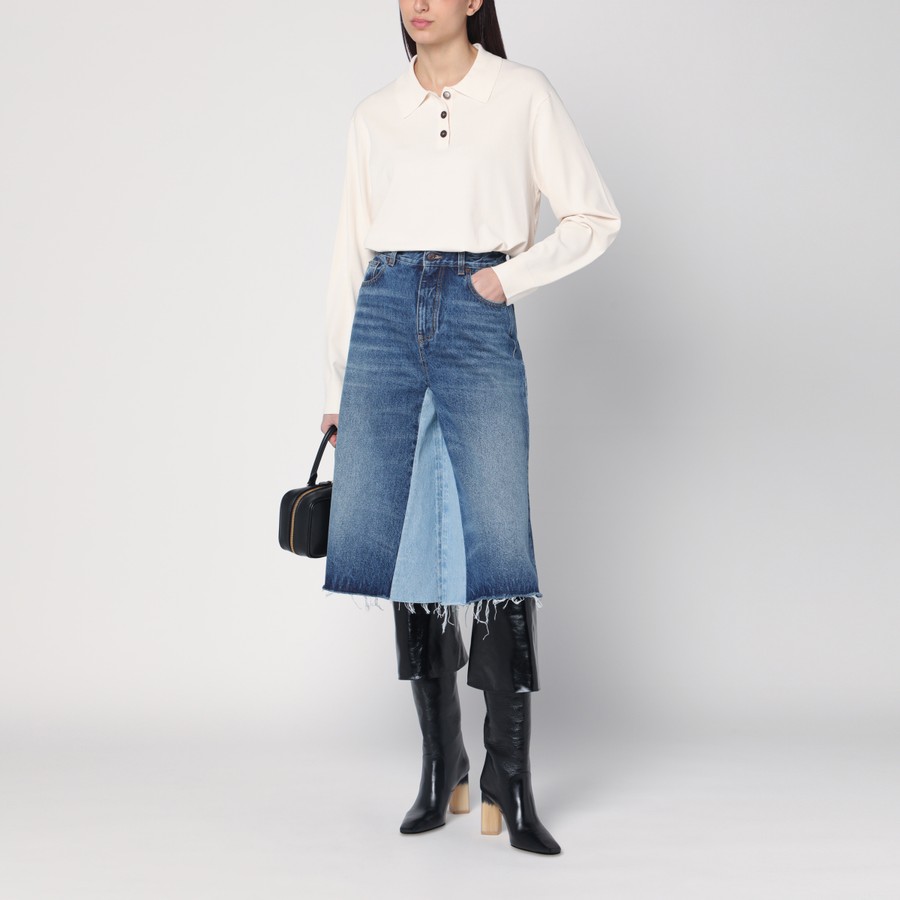 【CHLOE】PATCHWORK DENIM BERMUDA SHORTS●CH25SDS02158476 CHLOEBermuda Patchwork Denim Shorts – Gracefully Hers