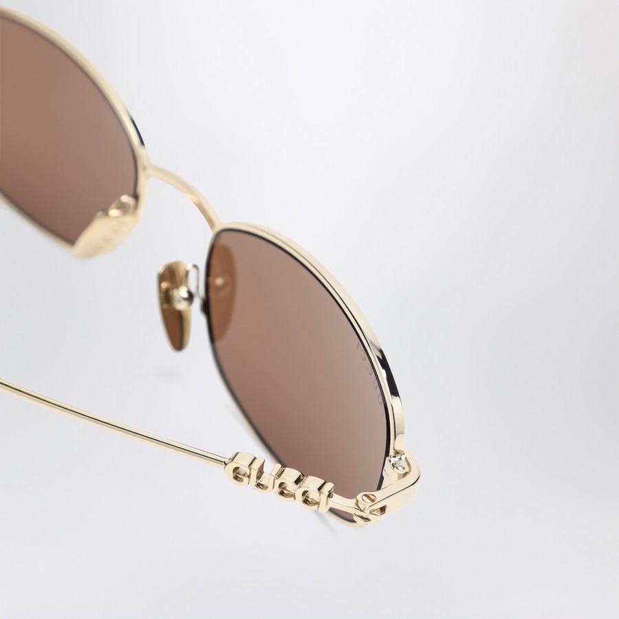 GUCCI Oval gold/brown sunglasses | TheDoubleF