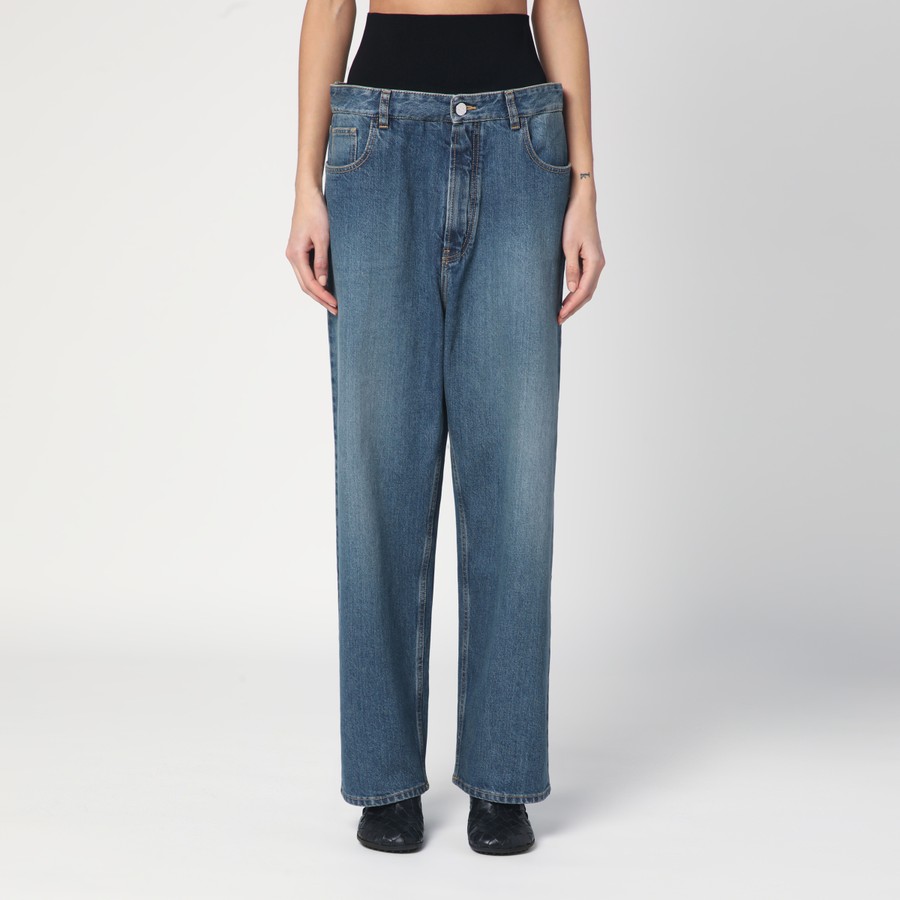 デニム・ジーパン Alaia Jeans A Gamba Curva In Denim ALAÏA | Contrast Waistband Medium Wash Denim Jeans | Women