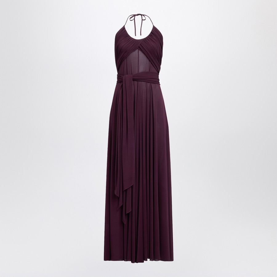 ワンピース ALAIA LONG BURGUNDY DRAPED JERSEY DRESS Alaïa Long burgundy draped jersey dress | TheDoubleF
