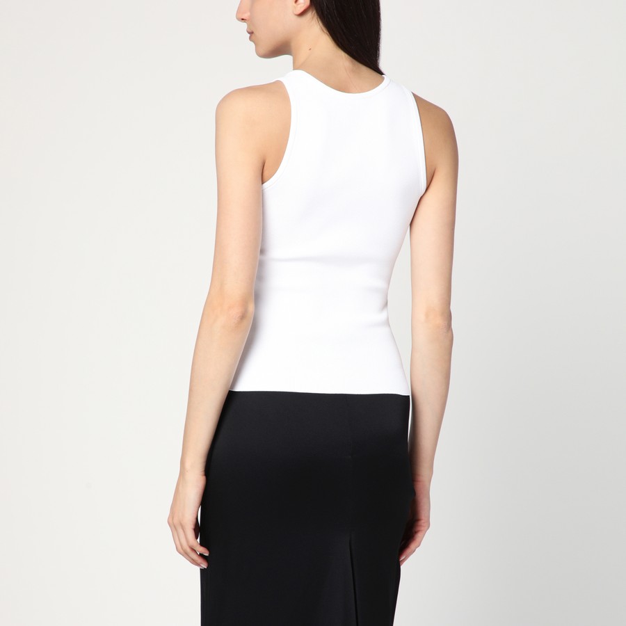 【BALENCIAGA】タンクトップ ホワイト NANO BB ロゴ フィット Nano BB knitted tank top in white - Balenciaga | Mytheresa
