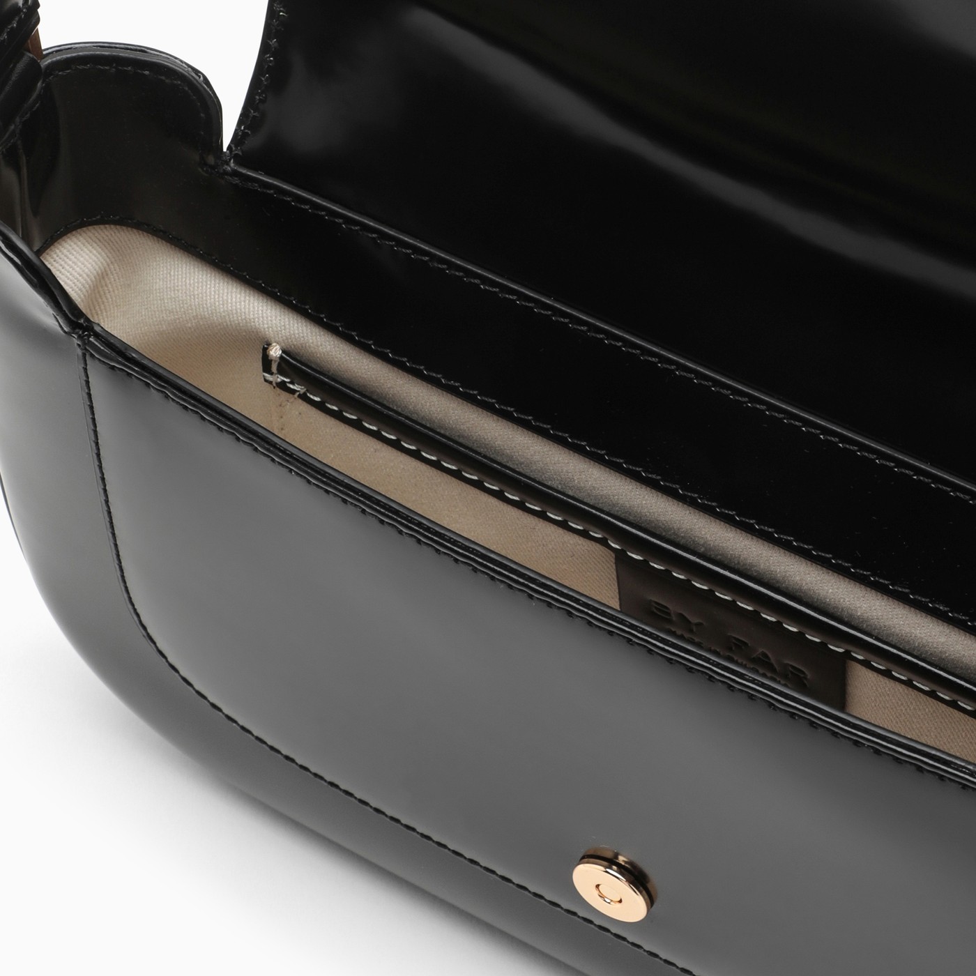 BY FAR Miranda bag in black semipatent leather TheDoubleF