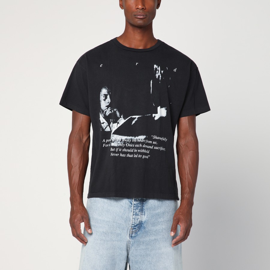 Tシャツ・カットソー ENFANTS RICHES DEPRIMES BLACK VINTAGE-EFFECT T-SHIRT Enfants Riches Déprimés Black vintage-effect T-shirt with