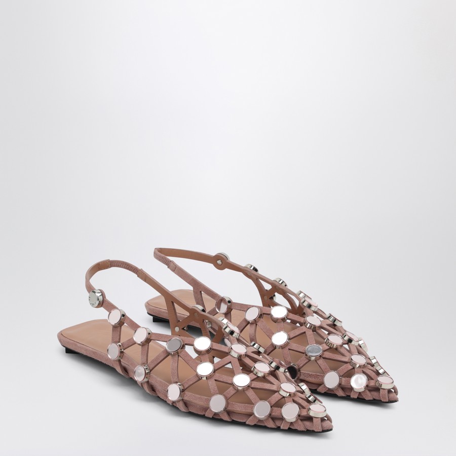 フラットシューズ The Attico Modern Flat Shoes With Cross-Strap Detail Floor 01 suede and mesh ballet flats in grey - The Attico