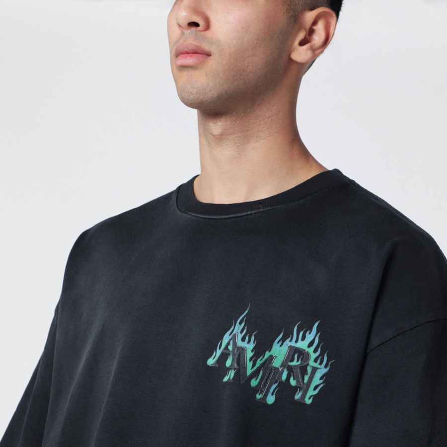 AMIRI Black T-shirt with Flames logo print | TheDoubleF
