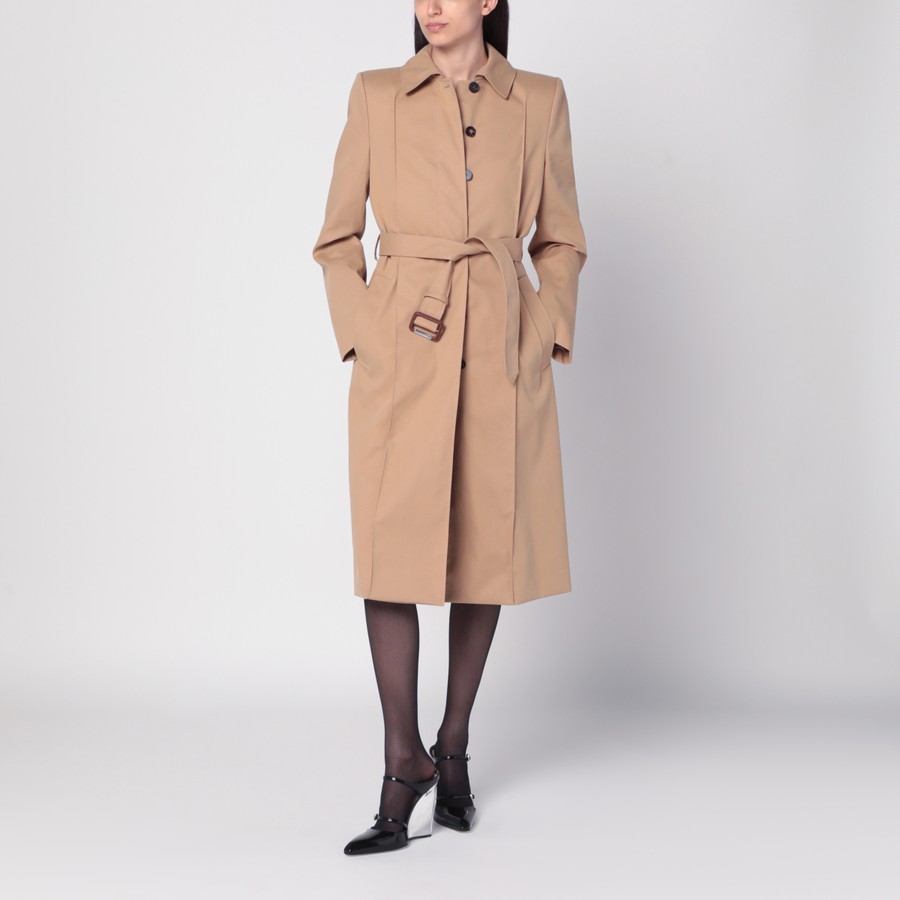 ジャケット ALEXANDER MCQUEEN Women Jackets 810431QFABB 2001 BEIGE Alexander McQueen Beige trench coat with belt | TheDoubleF