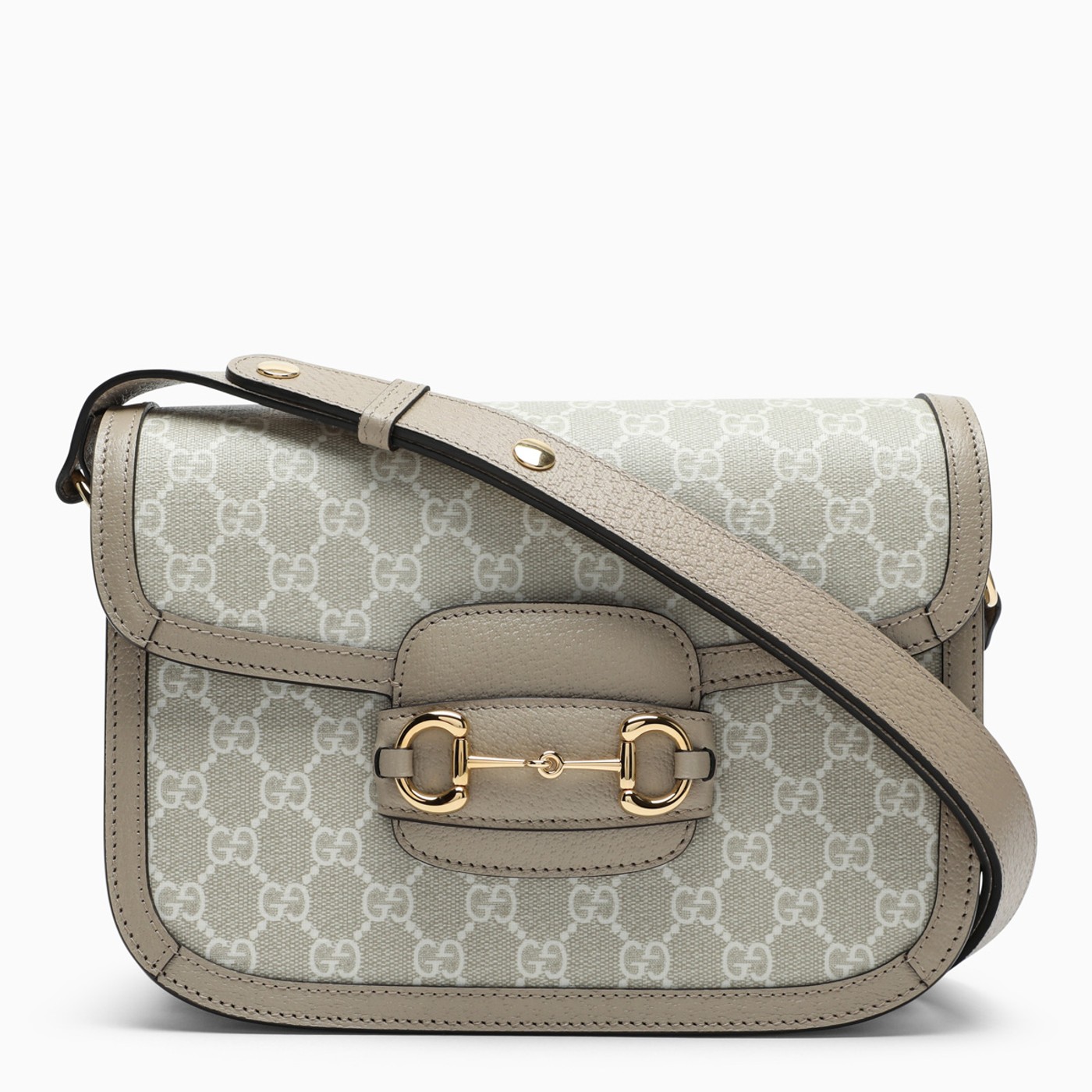 GUCCI 1955 Horsebit small beige and white crossbody bag TheDoubleF