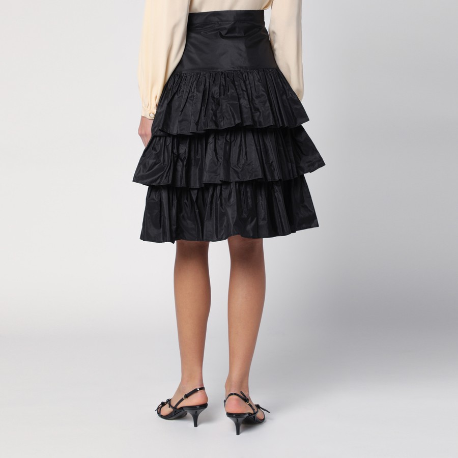 スカート VALENTINO GARAVANI TAFFET FLOUNCED SKIRT Valentino Black taffeta flounced skirt | TheDoubleF