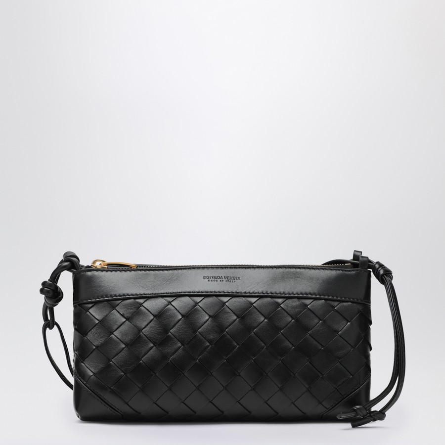 Bottega Veneta Borsa Double Patch nera in pelle e Intrecciato