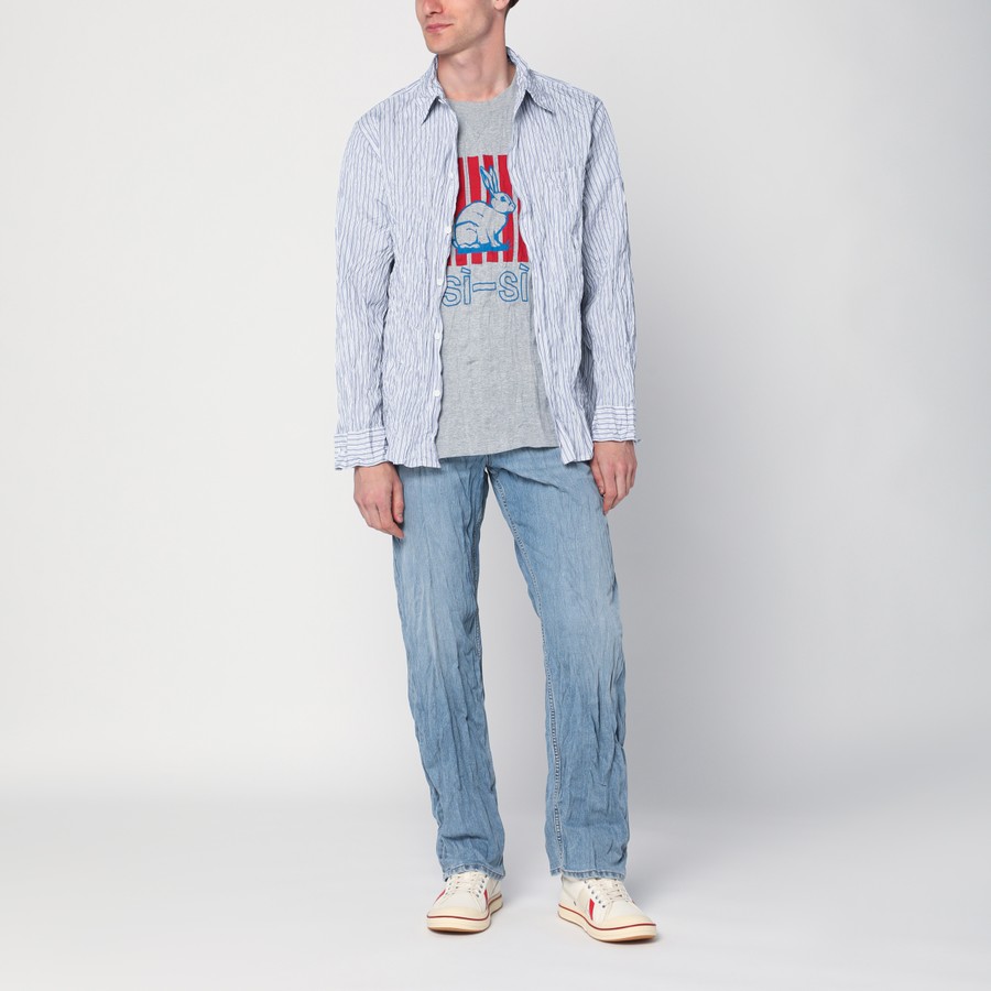 BOTTEGA VENETA クラッシュド コットンプリント Bottega Veneta Striped crinkled cotton shirt | TheDoubleF