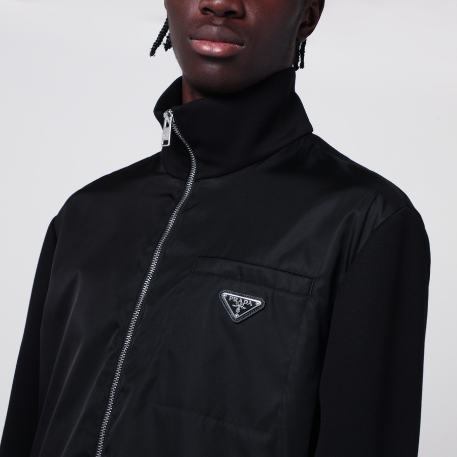 Prada Black sweatshirt with Re-Nylon insert | TheDoubleF