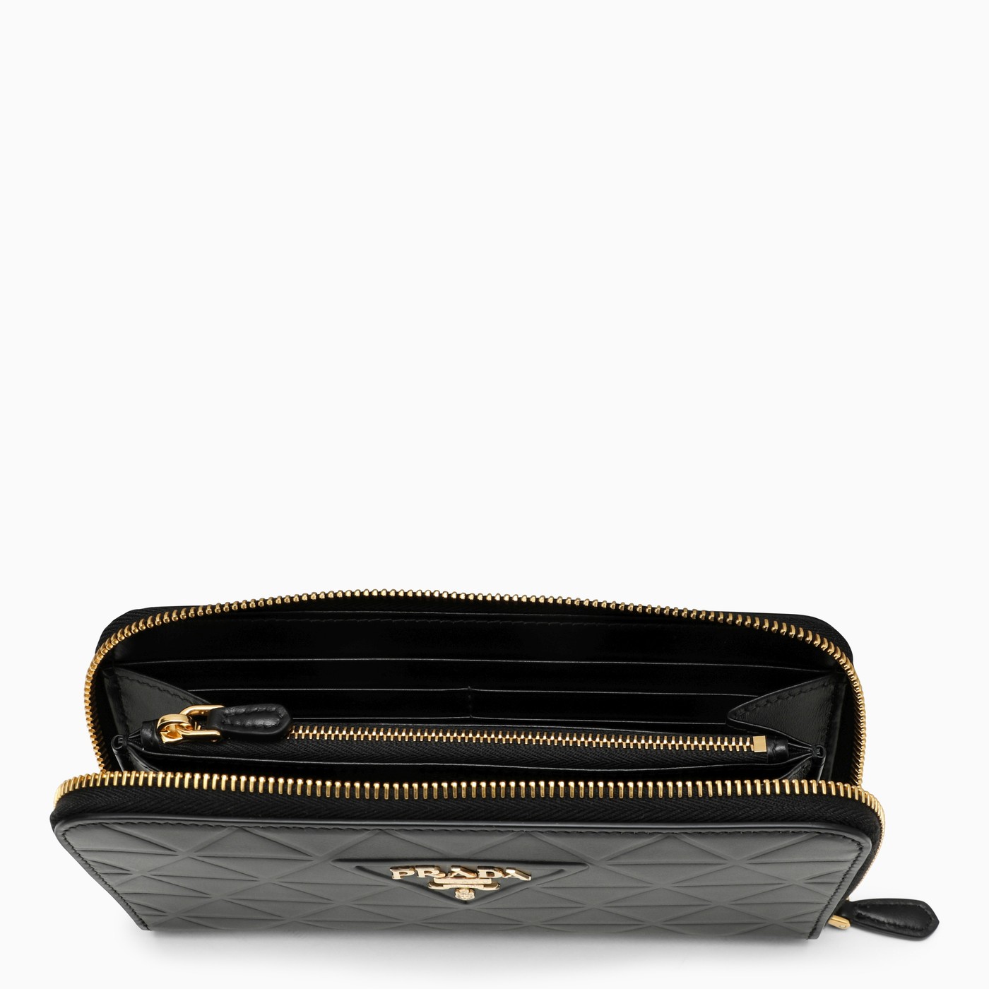 Prada Black leather ziparound wallet TheDoubleF