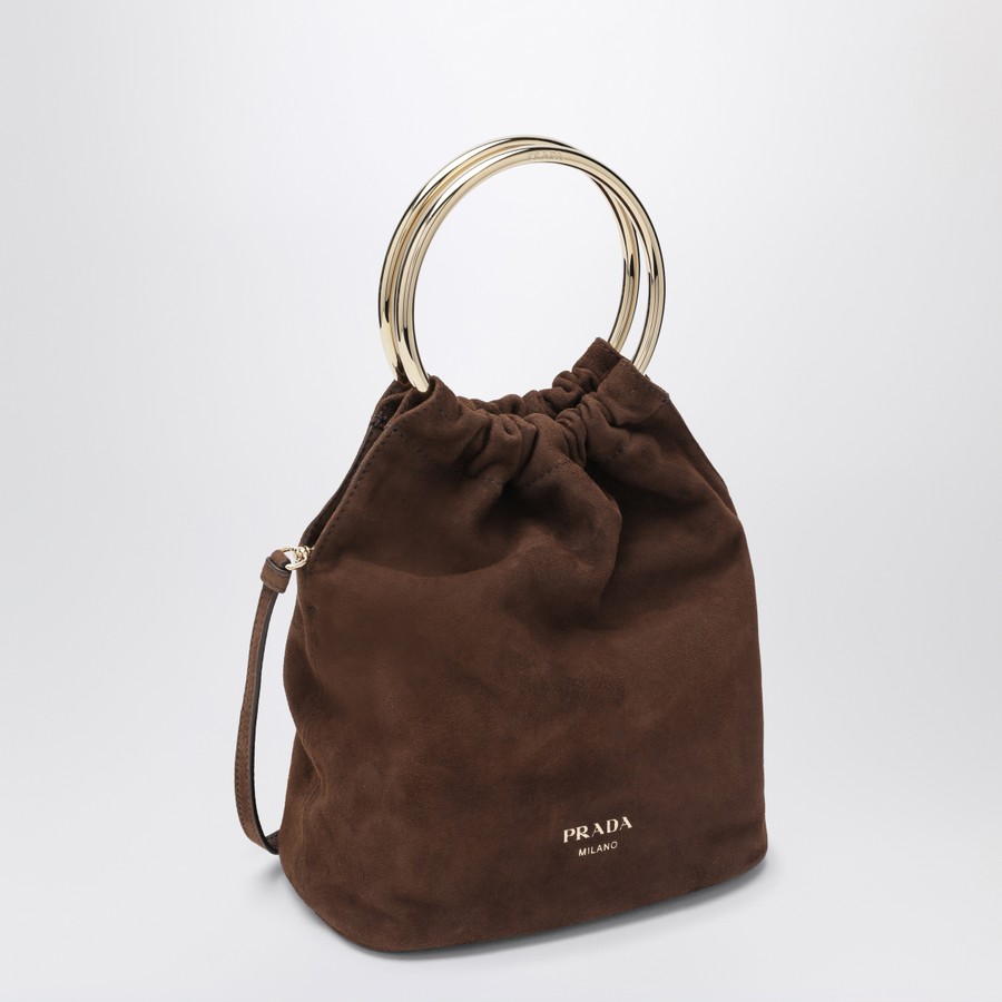 ショルダーバッグ・ポシェット PRADA MINI BUCKET BAG IN COCOA COLOR SUEDE Prada Mini bucket bag in cocoa color suede | TheDoubleF