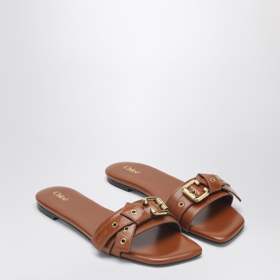 Chloé Clay brown low heel shoes in leather | TheDoubleF