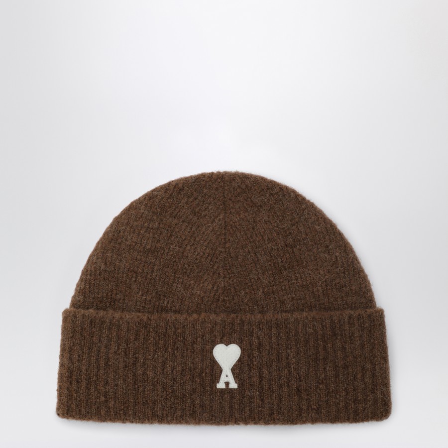 Ami Paris Ami de Coeur brown wool beanie | TheDoubleF