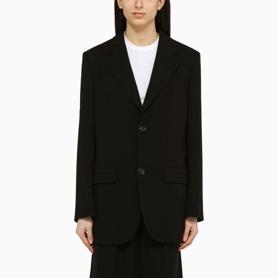 ジャケット AMI PARIS BLACK SINGLE-BREASTED JACKET IN WOOL Ami Paris Black single-breasted jacket in wool | TheDoubleF