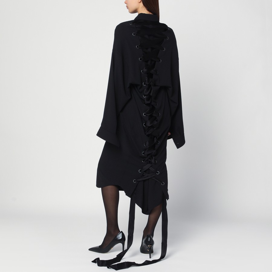 【BALENCIAGA】Elasticated Shirt Dress ブラック Balenciaga Suspended Shirt Dress | Black | FARFETCH