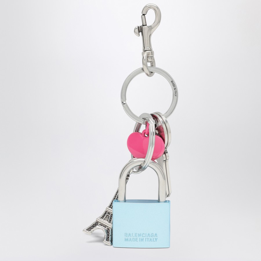 小物 BALENCIAGA Balenciaga Keychain with lock and heart of crystals | TheDoubleF