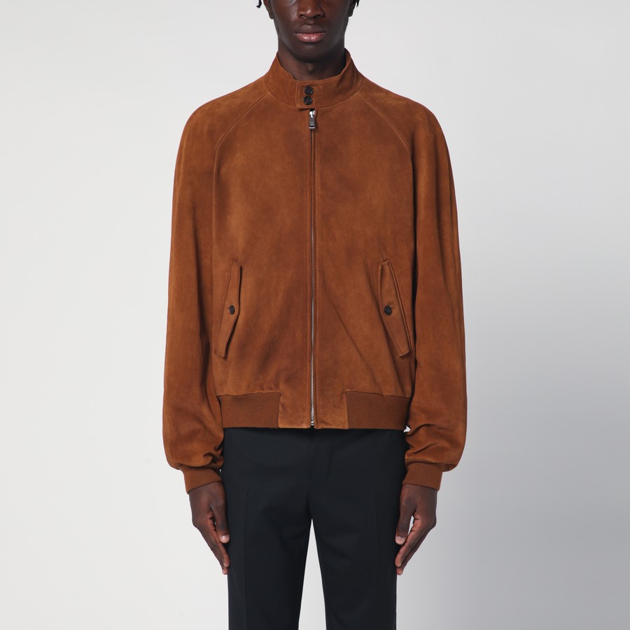 Prada Camel-coloured suede bomber jacket | TheDoubleF
