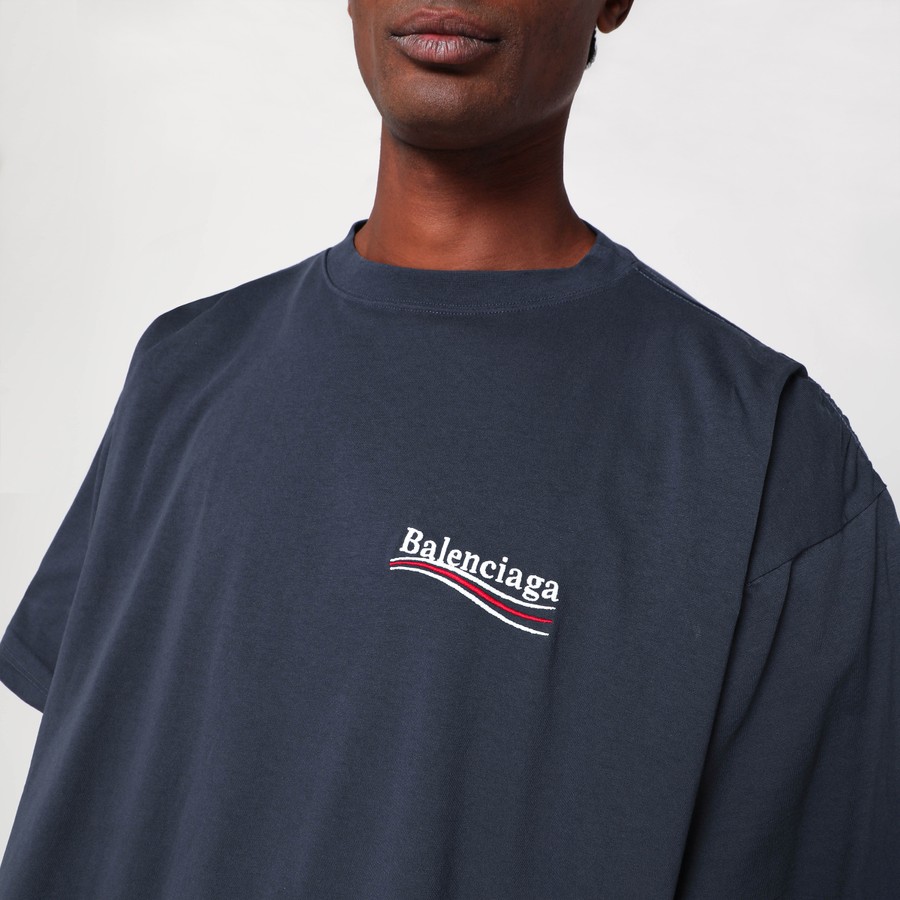 Tシャツ・カットソー BALENCIAGA DOUBLE T-SHIRT POLITICAL CAMPAIGN NAVY/WHITE Balenciaga Double T-shirt Political Campaign navy/white