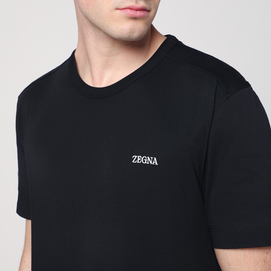 ZEGNA Black cotton t-shirt with logo | TheDoubleF