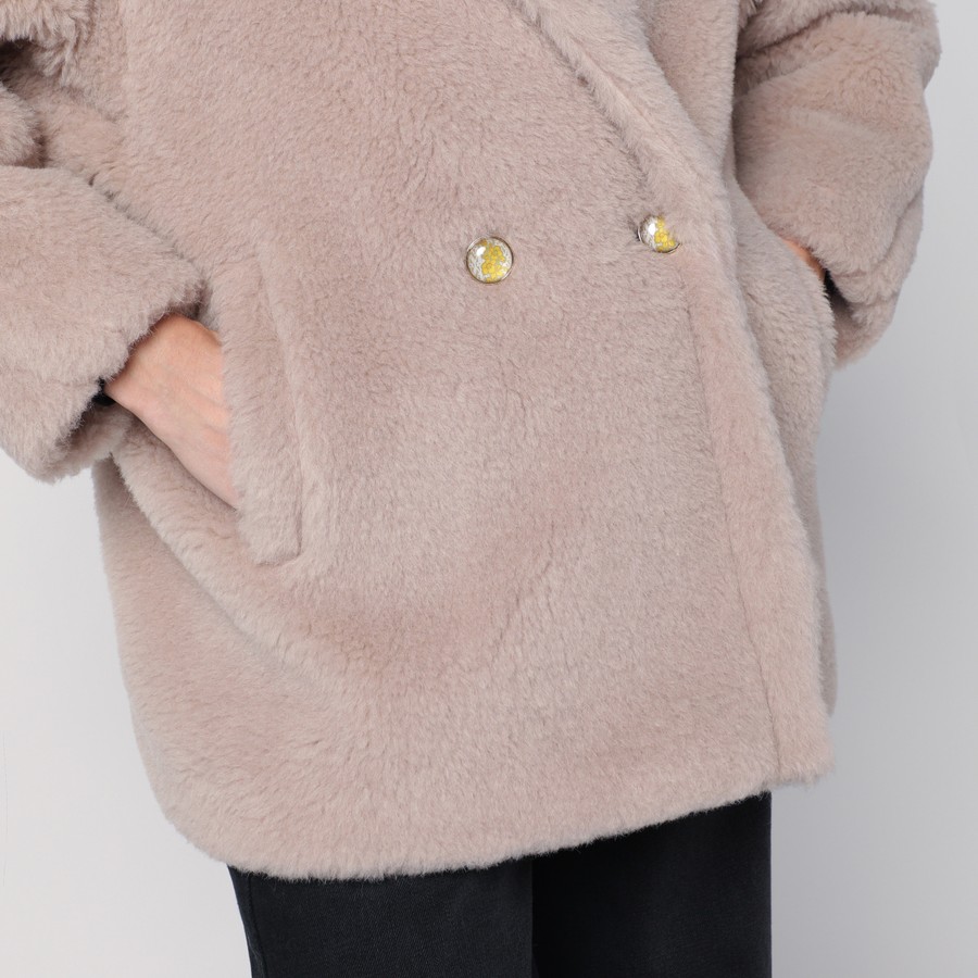 Max Mara Teddy Bear Icon Coat short sand in alpaca and wool